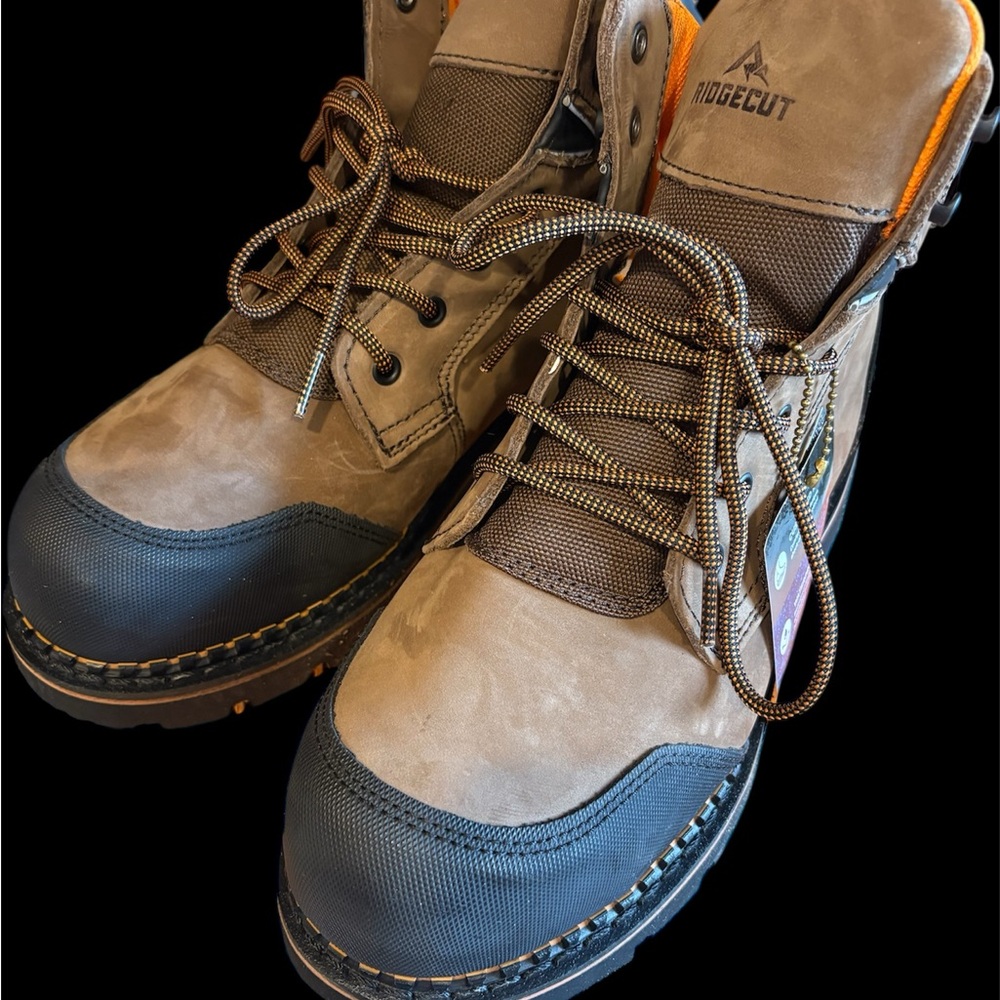 Brown and Black Rugged Outdoor Boots Steel Toe New - Picture 4 of 5